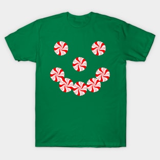 Peppermint Christmas Candy Smile Face T-Shirt